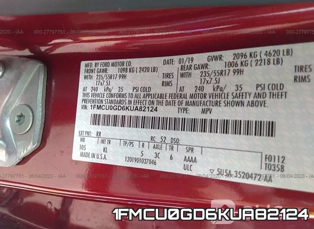 1FMCU0GD6KUA82124 фото 10
