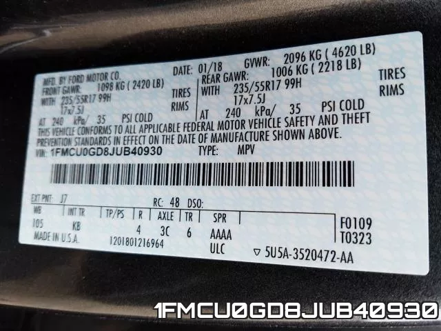 1FMCU0GD8JUB40930 фото 2
