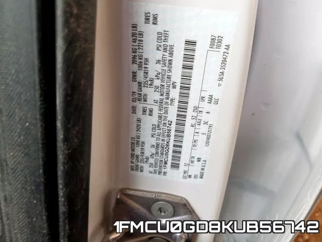 1FMCU0GD8KUB56742 фото 2