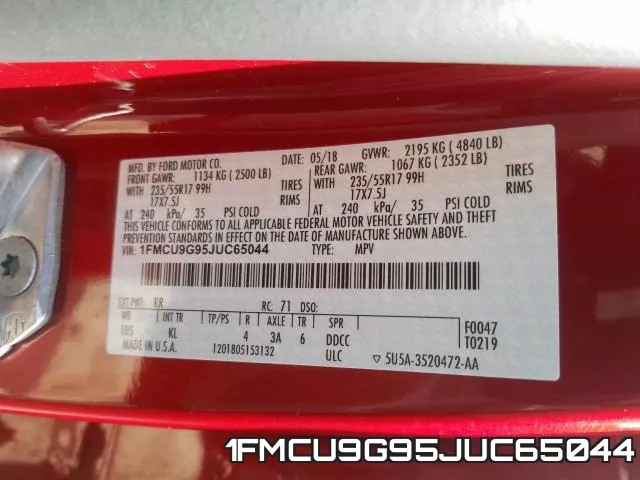 1FMCU9G95JUC65044 фото 2