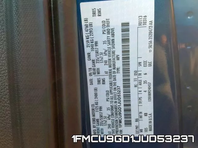 1FMCU9GD1JUD53237 фото 2