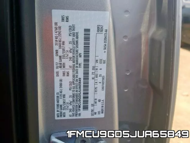 1FMCU9GD5JUA65849 фото 2