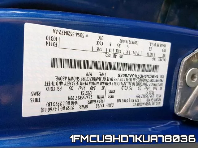 1FMCU9HD7KUA78036 фото 2