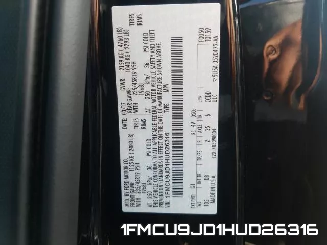 1FMCU9JD1HUD26316 фото 2