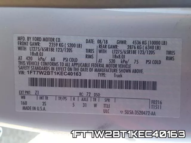 1FT7W2BT1KEC40163 фото 2