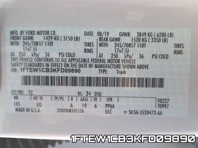 1FTEW1CB3KFD09890 фото 2