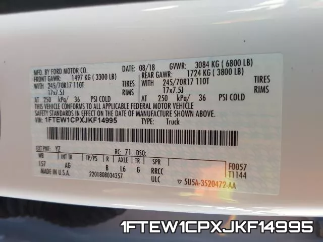 1FTEW1CPXJKF14995 фото 2