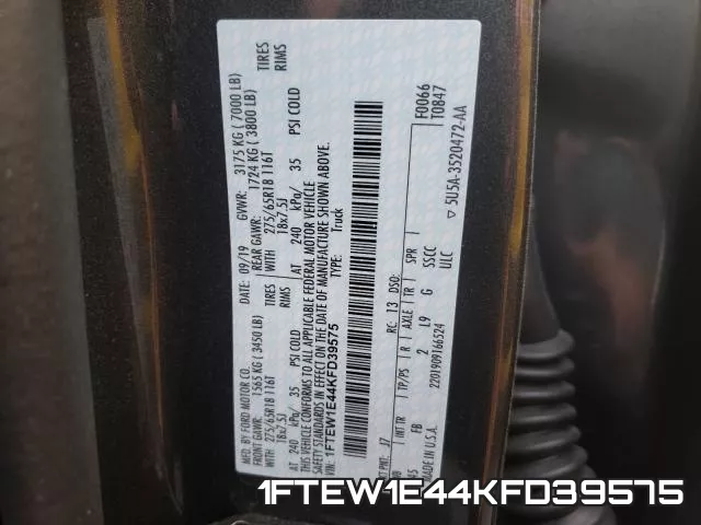 1FTEW1E44KFD39575 фото 2