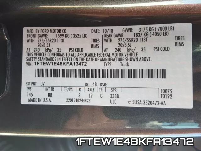 1FTEW1E48KFA13472 фото 2