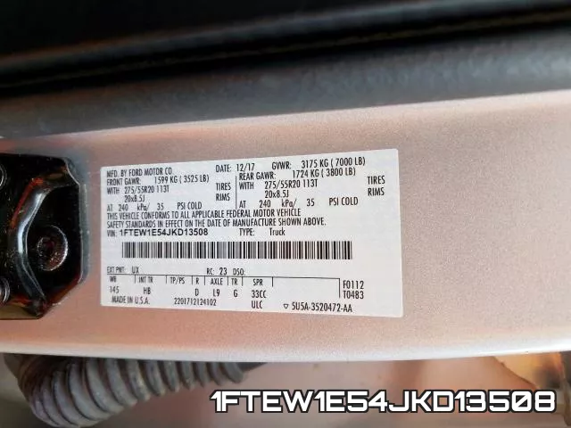 1FTEW1E54JKD13508 фото 2