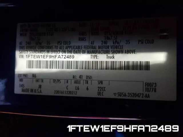 1FTEW1EF9HFA72489 фото 2