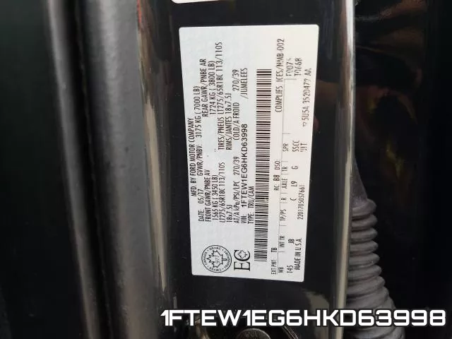 1FTEW1EG6HKD63998 фото 2