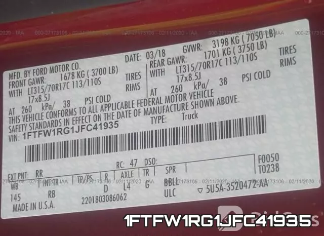 1FTFW1RG1JFC41935 фото 10