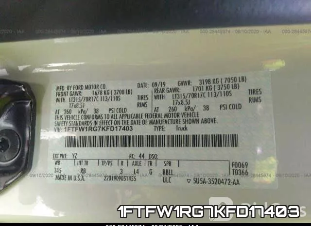 1FTFW1RG7KFD17403 фото 10