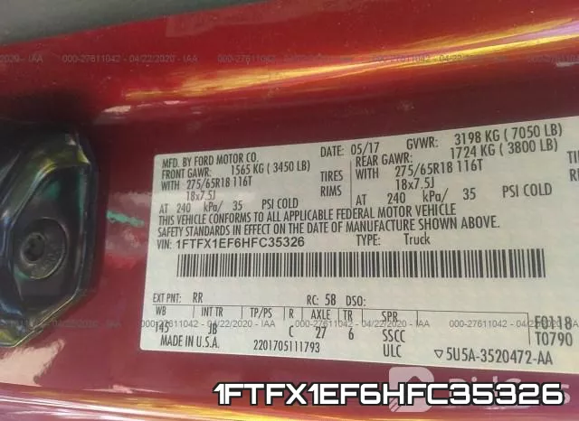 1FTFX1EF6HFC35326 фото 10