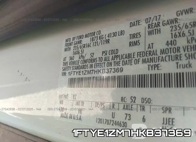 1FTYE1ZM7HKB37369 фото 10
