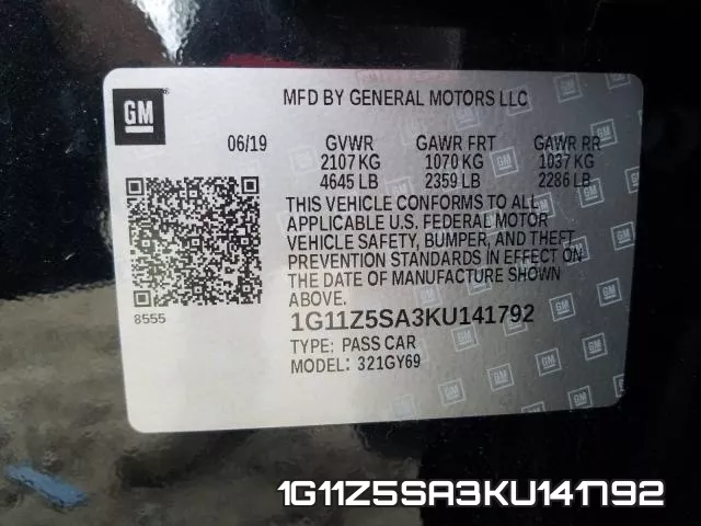 1G11Z5SA3KU141792 фото 2