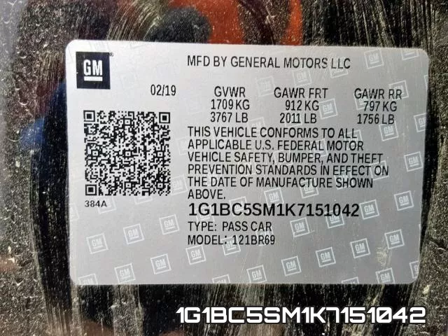 1G1BC5SM1K7151042 фото 2