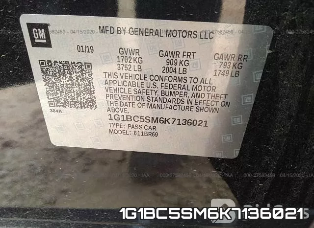1G1BC5SM6K7136021 фото 10