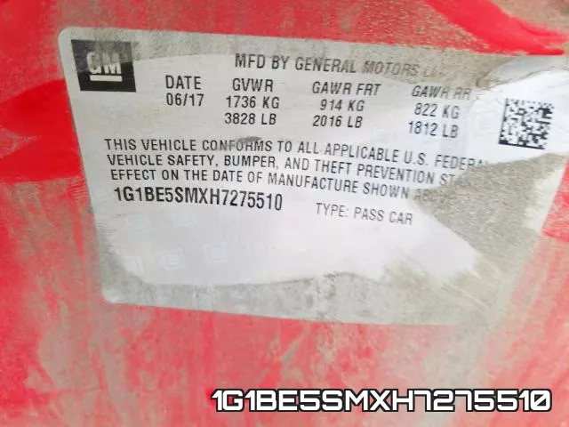 1G1BE5SMXH7275510 фото 2