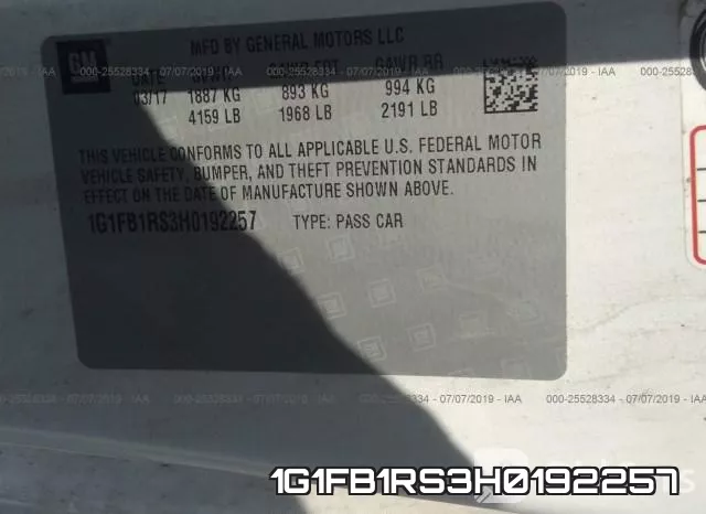 1G1FB1RS3H0192257 фото 10