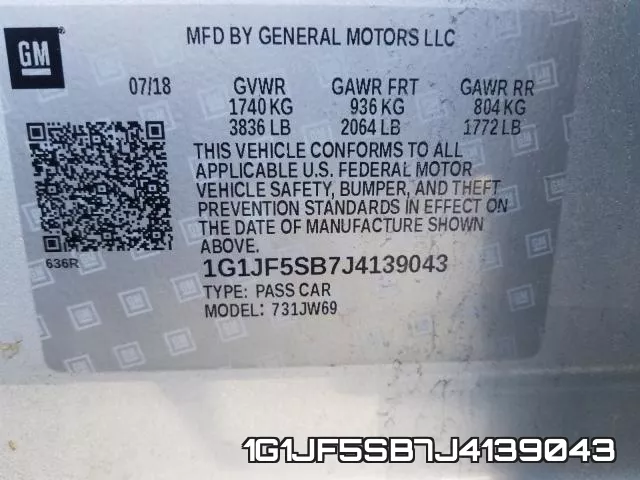 1G1JF5SB7J4139043 фото 2