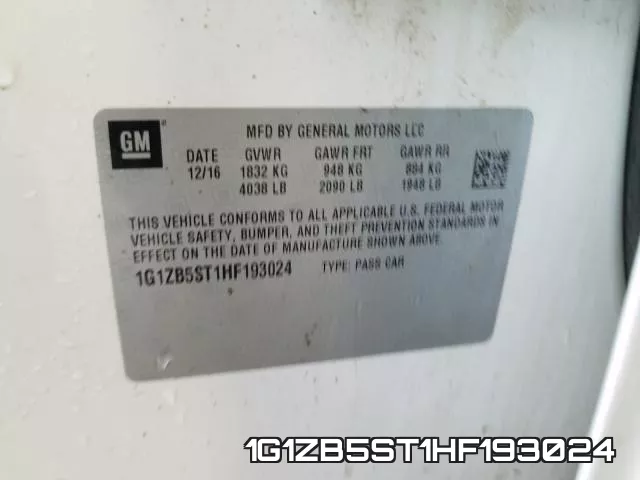 1G1ZB5ST1HF193024 фото 2