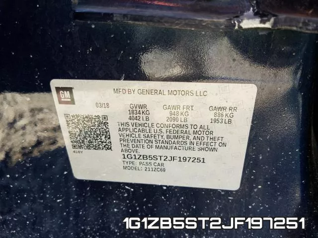 1G1ZB5ST2JF197251 фото 2