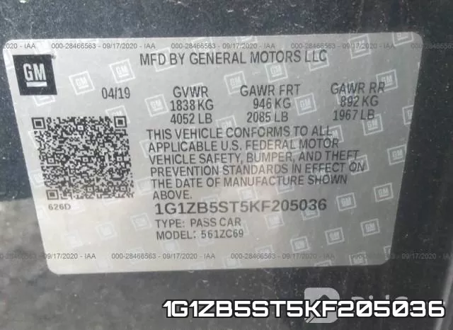 1G1ZB5ST5KF205036 фото 10