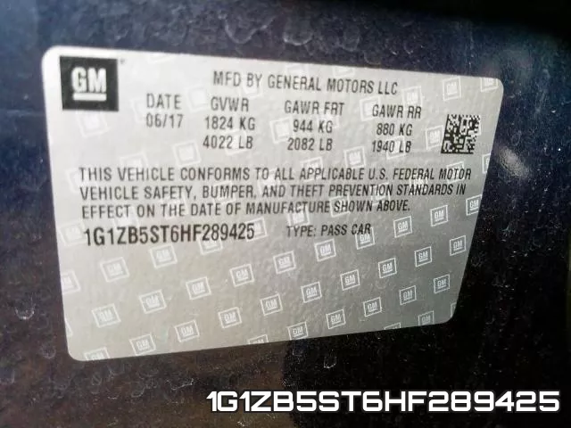 1G1ZB5ST6HF289425 фото 2