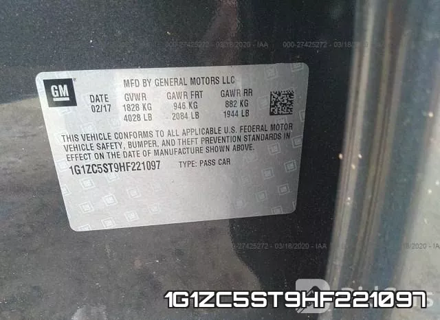 1G1ZC5ST9HF221097 фото 10