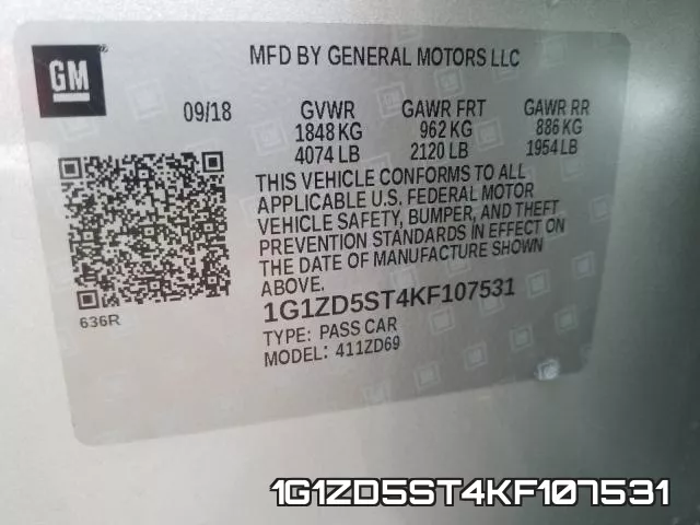 1G1ZD5ST4KF107531 фото 2