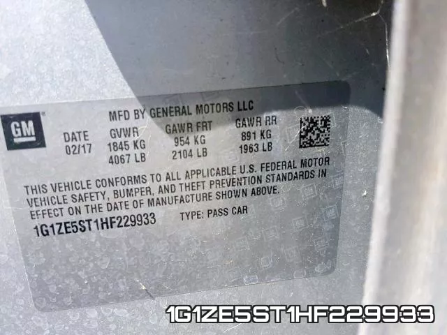1G1ZE5ST1HF229933 фото 2