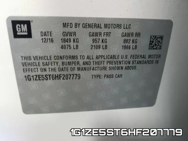 1G1ZE5ST6HF207779 фото 2