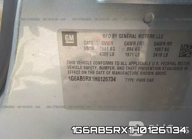 1G6AB5RX1H0126734 фото 10