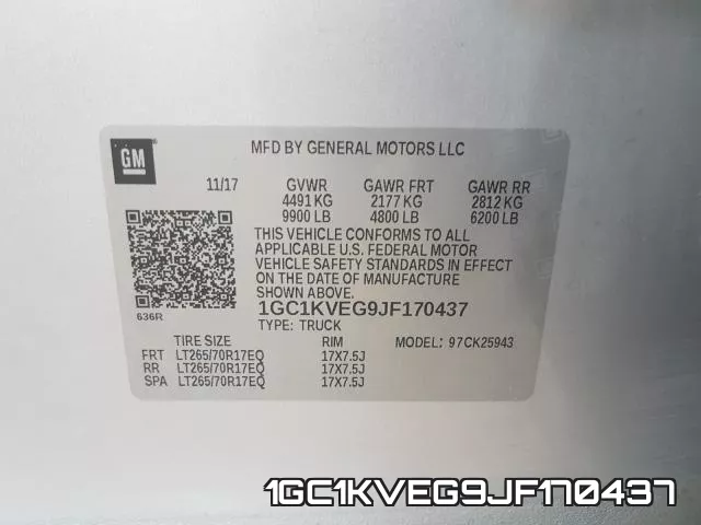 1GC1KVEG9JF170437 фото 2