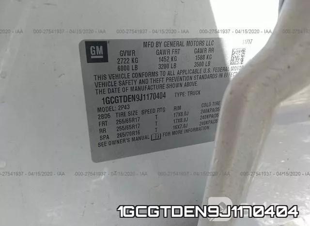 1GCGTDEN9J1170404 фото 10