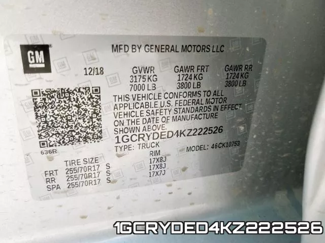 1GCRYDED4KZ222526 фото 2
