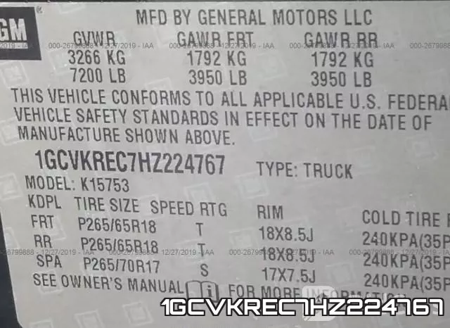 1GCVKREC7HZ224767 фото 10