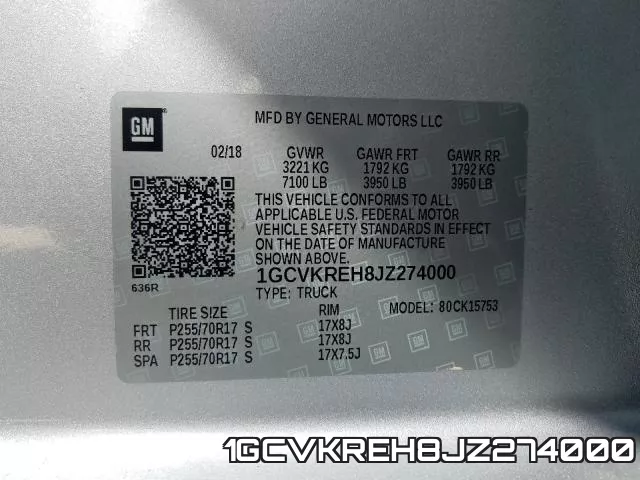 1GCVKREH8JZ274000 фото 2