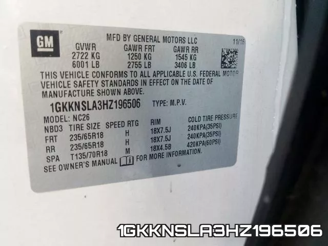 1GKKNSLA3HZ196506 фото 2
