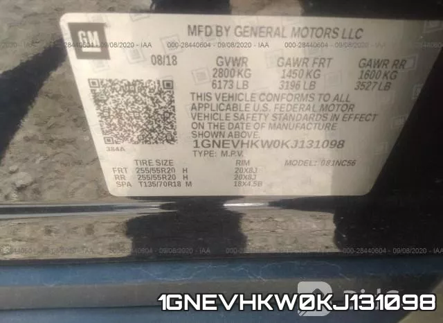 1GNEVHKW0KJ131098 фото 10