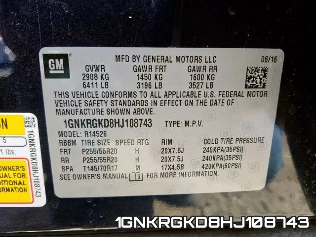 1GNKRGKD8HJ108743 фото 2