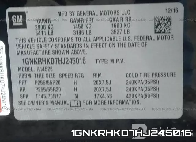 1GNKRHKD7HJ245016 фото 10