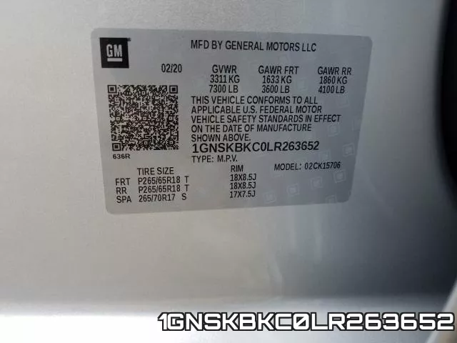 1GNSKBKC0LR263652 фото 2