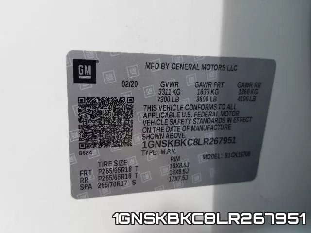 1GNSKBKC8LR267951 фото 2