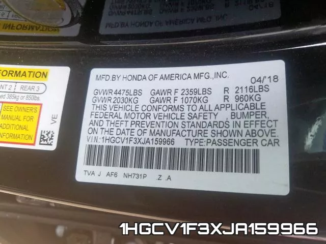 1HGCV1F3XJA159966 фото 2