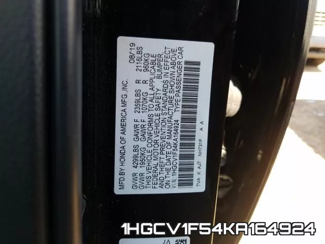 1HGCV1F54KA164924 фото 2