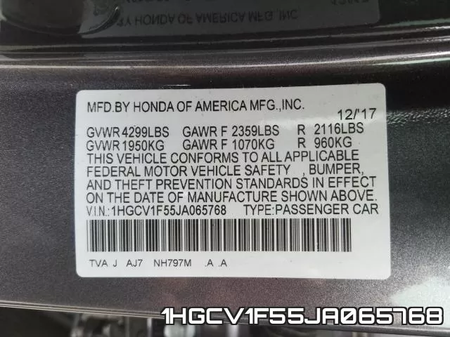 1HGCV1F55JA065768 фото 2
