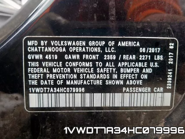1VWDT7A34HC079996 фото 2